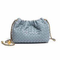 Cloud-shaped Woven Handbag With Gold Beads Chanel-style Chain And Shouldercrossbody Strap