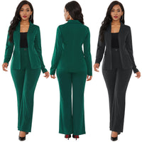 European-style Solid-color Suit Professional Attire For Women