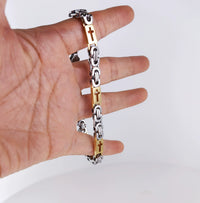 Stainless Steel Cross-link Flat-link Chain Handcrafted Chain Bracelet Necklace, And Accessory