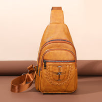Simple Chest PU Soft Leather Textured Shoulder Bag
