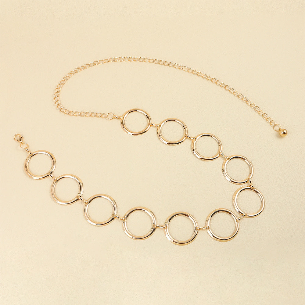 Fashion Circle Metal Waist Chain Women's Decorative Dress With Chain Belt Senior Hollow Accessories