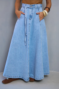 SpringSummer New High Waisted Slimming Casual Denim Midi Skirt
