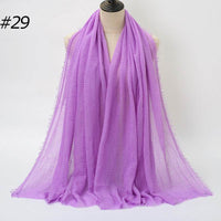 Pure Color Pleated Cotton Scarf Cotton And Linen Scarf