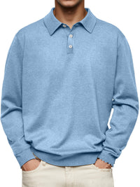 Winter Dralon Long Sleeve V-neck Buttons Men's Casual Jacket Polo Shirt