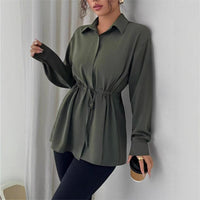 Solid Color Casual Women's Long-sleeved Shirt