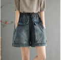 High Waist Plus Size Denim Shorts Women's Literary And Artistic Distressed Wide Leg Jeans