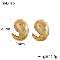 Titanium Steel Electroplating 18K Gold Non-fading Diamond Earrings Ear Studs