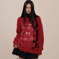 Red Christmas Round Neck Sweater Women's Warm And Loose Sweater