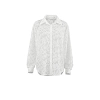 French White Jacquard Loose Temperament Lapel Shirt