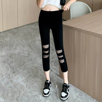 Summer Thin Women's Ripped Mesh Cropped Pants