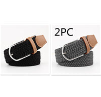Women's Canvas Belt Student Pants Casual Stretch Braided Needle Buckle