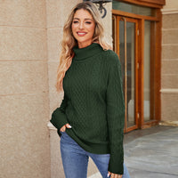 Women's Solid Color Knitted Turtleneck Twist Sweater