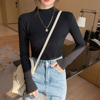 Inner Knitted Bottoming Shirt Slim Fit Slimming Long Sleeves Versatile Western Style Top