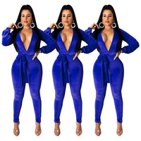 Sexy Fashion Solid Color Silver Fox Velvet Jumpsuit