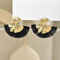 Luxury Retro-chic Fan-shaped Statement Earrings With Geometric Tassels
