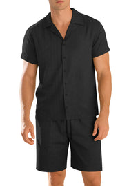 Mens Commuter Casual Button-Down Short-Sleeve Shirt Set