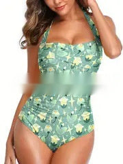 New European And American Women's One-piece Printed Swimsuit