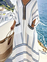 Women'S Casual Color-Block Striped Dress