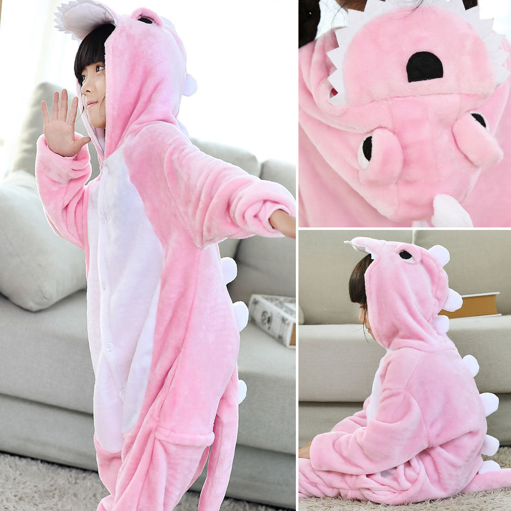 Children's Animal Flannel One-piece Pajamas Long Sleeves