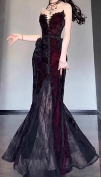 French-style Dark Slimming Lace Patchwork Dress Womens Two-piece Set Sexy Chic Tassel Shawl Long Skirt