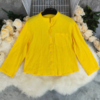 New Solid-color Casual Loose-fitting Long-sleeve Versatile Cardigan Cotton-linen Top