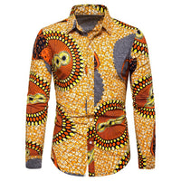 Men's Long-sleeved Shirt Ethnic Print Slim Fit