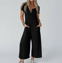 Women's Fashionable Slim-fit Casual Short-sleeve Jumpsuit