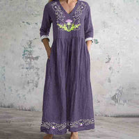 European And American-style Printed Casual Loose-fitting Long-sleeve Dress