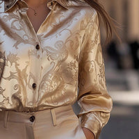 Womens SpringSummer Satin-Feel Drapey Shirt New Arrival