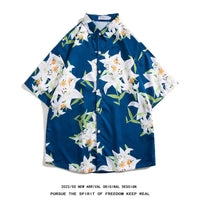 Men's Retro Hong Kong Style Short Sleeve Printed Shirt