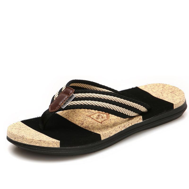 Summer Flip-flops Couple Beach Slippers Pinch Rubber