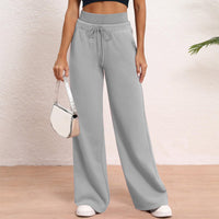 Wide-leg Ribbed High-waist Athletic Pants Loose-fitting And Slimming