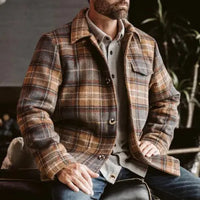 3D Digital Stereo Plaid Printed Men's Warm Jacket