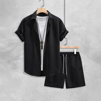 Men's Shirt Casual Loose Short Sleeves Shorts Suit