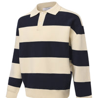 Autumn And Winter Basic Korean-style Loose Blue And White Striped Versatile Loose Sweater