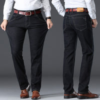 High-elasticity Loose-fit Straight-leg Plus-size Jeans For Men