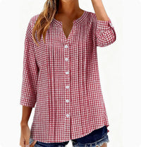 Pleated Casual Solid-Color Loose Cotton-Linen Shirt