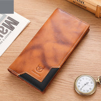 Captain Niu Oil-Waxed Leather Retro First-Layer Cowhide Bifold Large-Capacity Mens Wallet