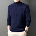 Autumn And Winter Knitting Half Turtleneck Warm Twisted Loose-fitting Long Sleeve Sweater Men