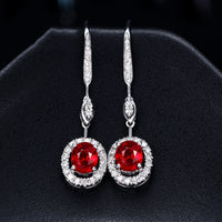 Real Sapphire Colored Gems Long Earrings