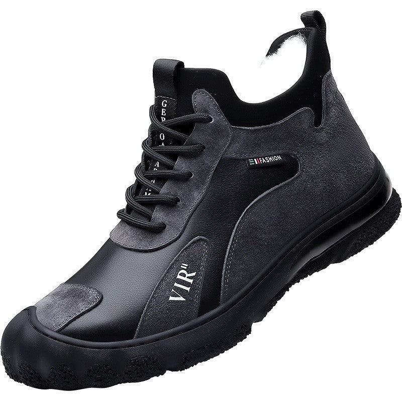 Winter Fleece-lined Thick High Waist Casual Cotton-padded Shoes Men's Hiking Shoes