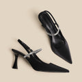 Women's Black High Heels Stiletto Pointed Toe Sandals With Skirt