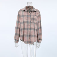 Plaid Long Sleeve Shirt Baggy Coat Women