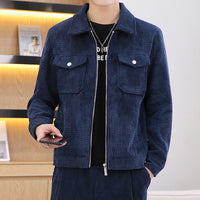 Men's Short Lapel Corduroy Double Jacket