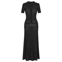 Hollow-out Waist-Cinching Elegant Polka-Dot Dress For Women