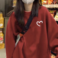 Fleece Loose Casual Women's Hoodie Round Neck Long Sleeve