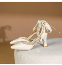 High Heels Women's Chunky Heel Hollowed Pointed-toe Ankle-strap Shoes