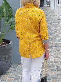 Women's Boho Vacation Style Polka Dot Back Button Printed Top Three-quarter Sleeve Shirt