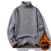New Solid Black Knitted Mens Fleece-lined Base Layer