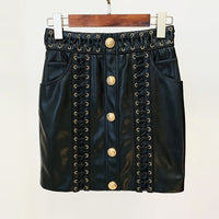 Fashion Heavy Industry Eyelet Rope Slim-fit Leather Coat Suit Jacket